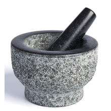 6 Inch Large Granite Mortar and Pestle Natural Unpolished, Non Porous, Dishwasher Safe